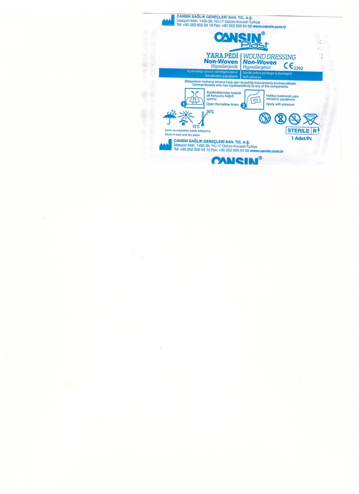 Хірургічна неткана пов'язка для ран CANSIN ®PLAST 5х7,5см